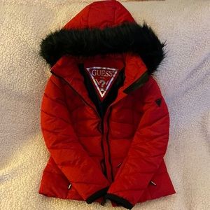 M red winter coat from GUESS